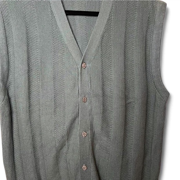 Vintage Reebok Golf Knit Sweater Vest Green Button Down L - Picture 5 of 6